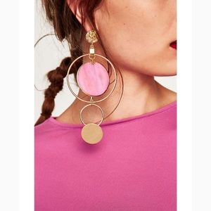 Zara circular asmyetltrical mixed earrings NWT